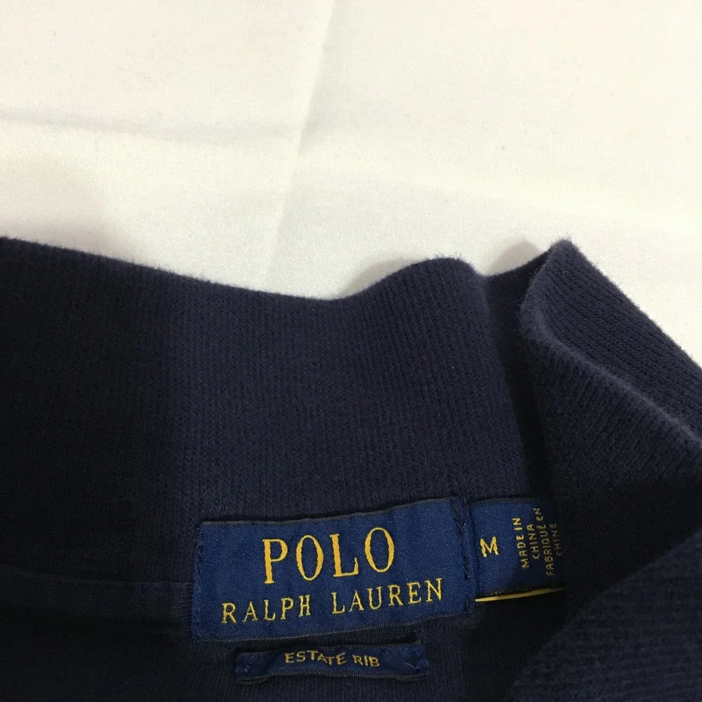 Polo Ralph Lauren Quarter Zip Pullover Mens Medium Navy Blue Pony Logo